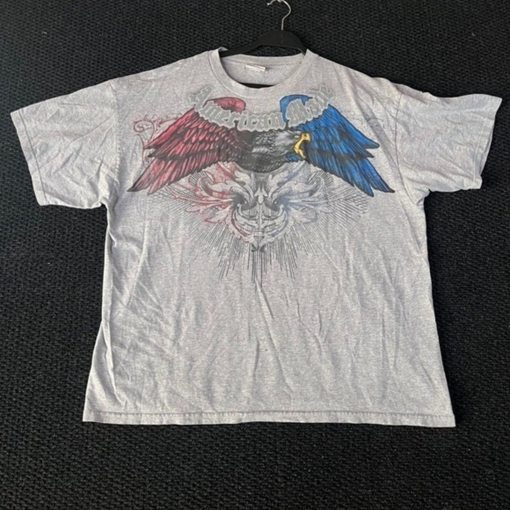 National Heritage Men's Graphic T Shirt Eagle American Flag Wings Gray Men's XXL